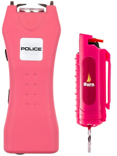 Police Stun Gun Burn Pepper Spray Combo Women Men Self Defense - 618 Pink