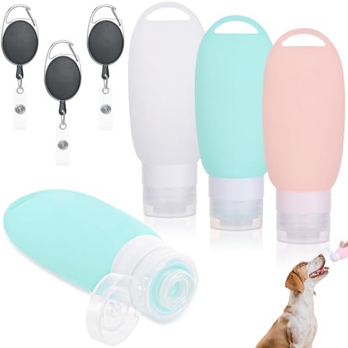 3pcs Tubo de llenado de Comida para Perros, 90ml Rellenables Botes Viaje Silicona, Botellas de Viaje Portátiles Equipado con Botones de Escalada, Perros Accesorios Entrenamiento para Como Recompensa