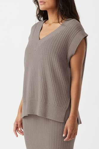 Image of Saodimallsu Womens V Neck Sweater Vest Oversized Ribbed Knit Sleeveless Casual Loose Fit Pullover Tank Top