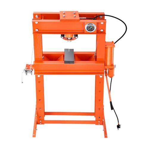 VEVOR hydraulische Werkstattpresse 20 t (H-Rahmen) mit Pressplatte, einstellbare Hydraulikpresse (Max. Zylinder 185 mm) mit Dreieckstütze, geeignet zum Biegen & Richten & Stanzen Orange