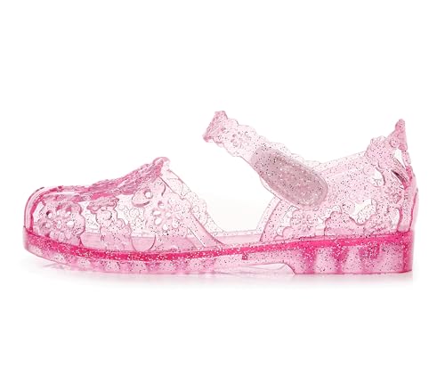 Girls Sandals Flats for Toddler Jelly Shoes Clear T-Strap Slingback Kids Glitter Jellies Princess Dress Slides Soft Retro Summer Beach Closed Toe2