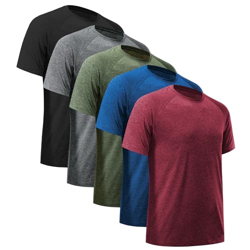 YOIOWVY Sport T Shirts Herren 1/3/5/7Per Pack Kurzarm Herren Atmungsaktiv Funktionsshirt Schnelltrocknend Sportshirts Running Gym Shirts