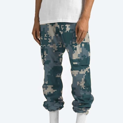Para homens outono verão ajuste solto cargo camuflagem franzido perna reta calça masculina 2024 mode