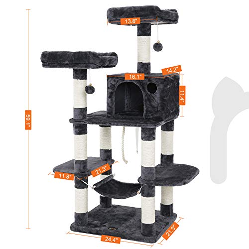 FEANDREA Multi-Level Cat Tree for Big Cats, Stable Cat Tower, Gray UPCT85G