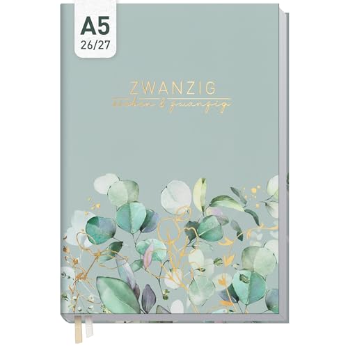 Häfft Business-Timer Terminkalender 2026 2027 A5 Minty Leaves