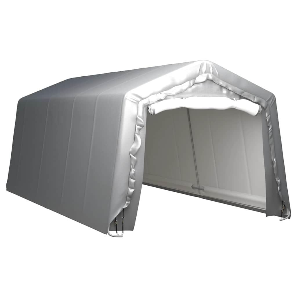 Tente de rangement 300 x 600 cm en polyéthylène et acier galvanisé, gris, résistante aux UV, avec 8 sangles d'arrimage et 4 ancrages tempêtes, pour abri de jardin, abri de jardin, outils et