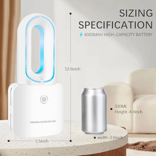 Pohthe Bladeless Desk Fan Usb Small Rechargeable Fan Quiet Office Fan 12 Inch 4 Speeds Touch Control Easy To Clean Desk Fan Small Quiet Ideal For Home Office Travel thumb #2