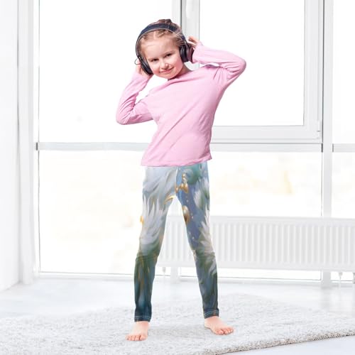 Toddler Girls Leggings Printed Yoga Pants Leggings Gold Ball White Flower for Kids4