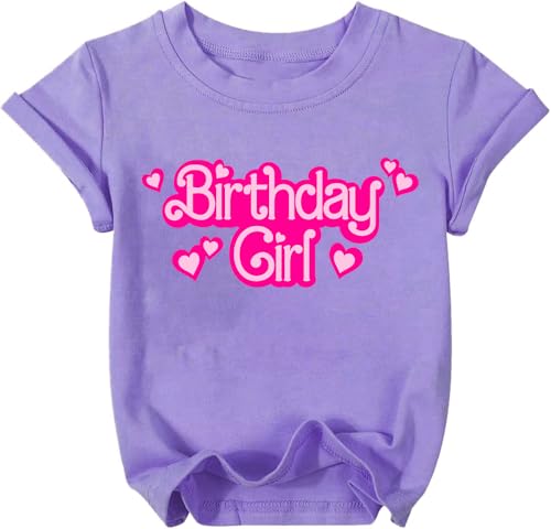 Image of YHHR Birthday Girl Shirt 5-12 Years Kids Birthday Party Shirts Letter Top | Soft Skin-Friendly Kids Crewneck Short Sleeve Tee,Comfy Regular Fit , Perfect Birthday Party Outfit ,Lovely Birthday Gift