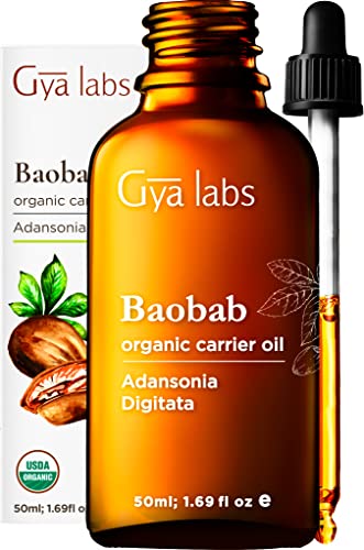 Gya Labs Organic Baobab Carrier Oil for Sensitive Skin (1.69 fl oz) - Pure, Therapeutic Grade Senegal Baobab Oil - Perfect for Irritated Skin, Uneven Skin & Dry Scalp - Use on Skin and Hair