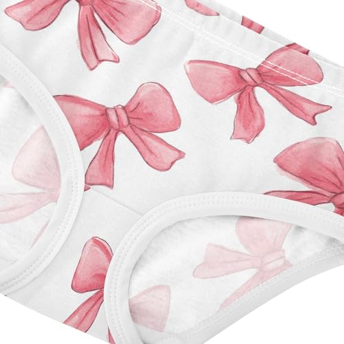 Wusikd Watercolor Pink Bows Ribbons Girls' Underwear Cotton Girls Briefs Soft Toddler Underwear 2T4