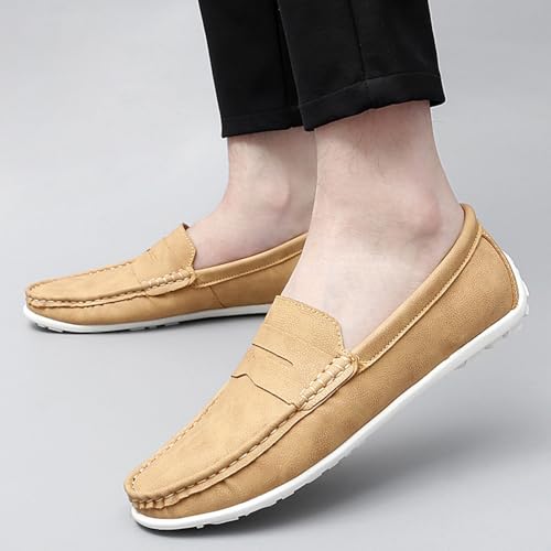 Men's Suede Leather Penny Loafers - Brushed Suede Upper, Elastic Back Collar, Non-Slip Rubber Driving Sole - Classic Slip-On for Casual Wear, Office, Driving & Weekend Adventures4