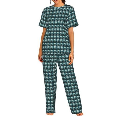 Pyjama à manches courtes femme imprimé requin vêtement de nuit léger