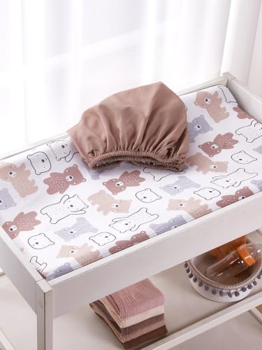 Image of TILLYOU Changing Pad Cover Set in Soft Jersey Material - Fits 32 inch /34''x16 Contoured Pad for Babies, Boonie Cubs