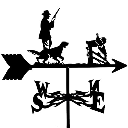 Veleta metálica vintage Hunter Weather Vane Hollow Indicador de dirección del viento para decoración de techo de jardín al aire libre