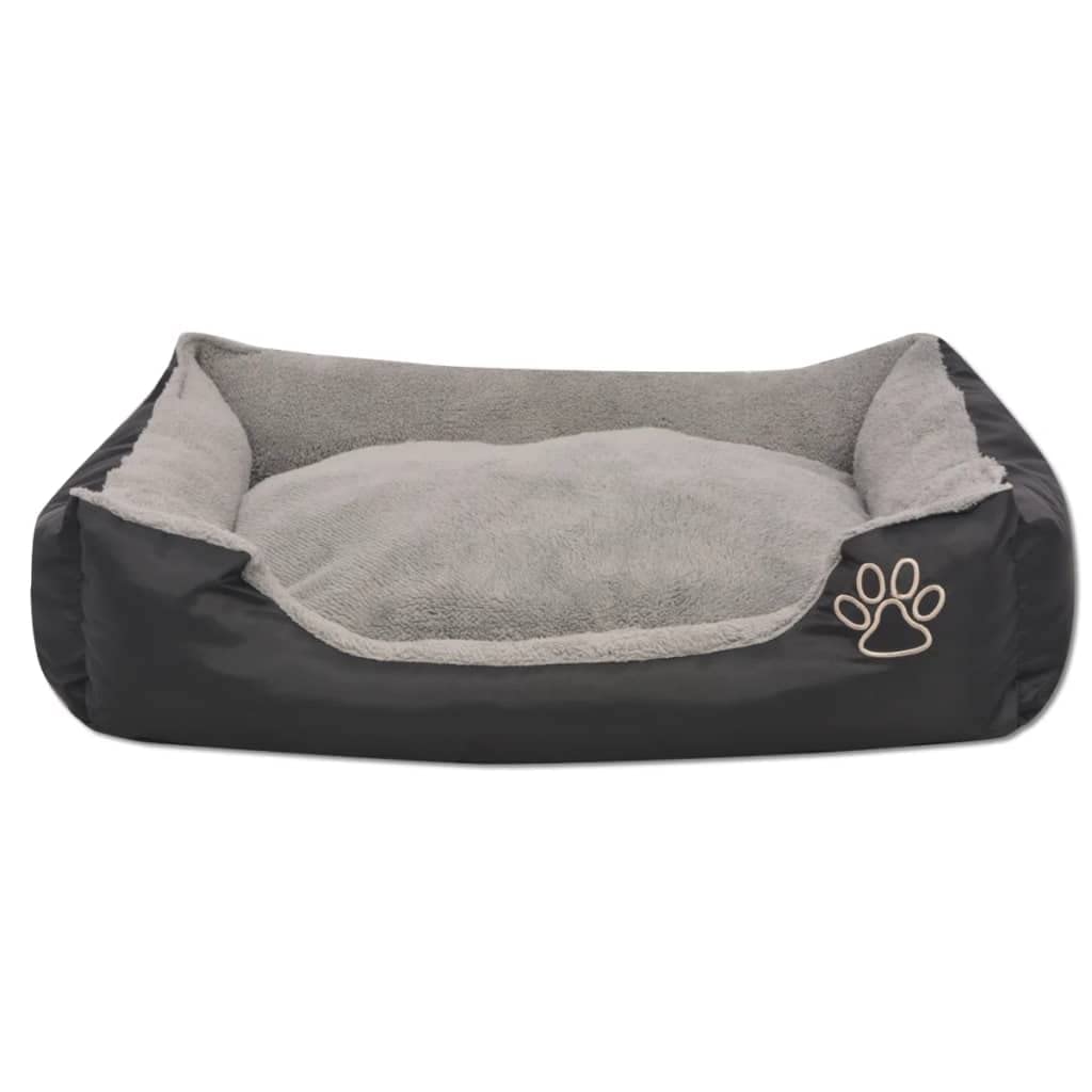 Cama para perros tamaño M negro 65 x 48 x 18 cm cama para mascotas con cojín acolchado de piel sintética para perros y gatos, tela Oxford antideslizante para interiores y cajas de transporte