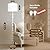 Scenekoy 65.5” Natural Real Wood Floor Lamp for Living Room Bedroom, Dual S Cluster Socket, Pull Chains Switch, Farmhouse Tall Standing Lamp with Linen Shade for Home Room Decor (Bulbs Included)