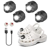 CORESLUX Lights for Crocs, 4 Pcs Headlights for Croc Shoes, Rechargeable Croc Flashlight Attachment,