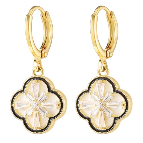 Gold Plated Earrings for Women, Small Bee & Honeycomb Drop Earrings with 925 Sterling Silver Needle, Geometric Fashion Long Tassel Hoop Earrings Cubic Zirconia Dainty Jewelry for Women