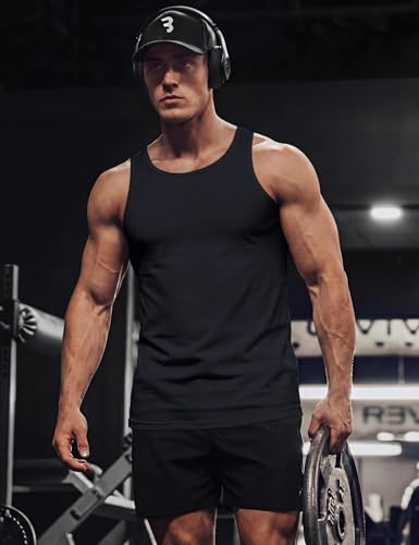 TACVASEN Tanktop Herren Ärmelloses Muskelshirts Baumwolle Tank Tops Gym Achselshirts Fitness Bodybuilding Schwarz XL