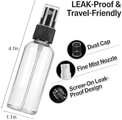 Lekroos 1 Oz Travel Spray Bottles, Thickened Reusable Refillable Plastic Sprayers 2 Pack - 2