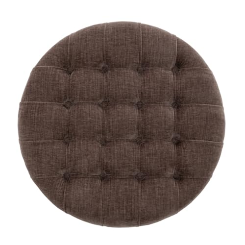 Image of Noelle 28 inch Ottoman with Storage Round Pouf (Dark Brown)