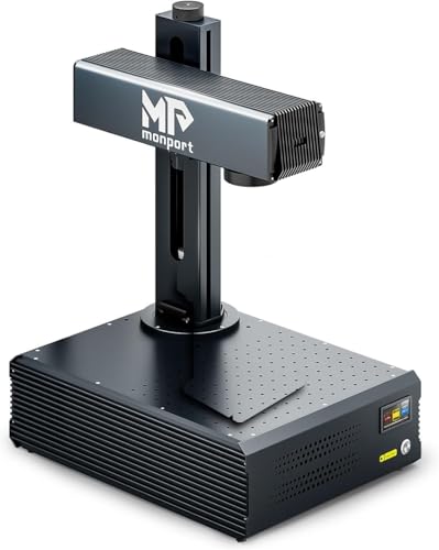 Monport 60W MOPA Fiber Laser Engraver, LightBurn Compatible Color Marking Machine, Portable Handheld Laser Cutter with JPT Laser Source, Autofocus, 175x175mm Workarea, for Metal Jewelry Glass Acrylic