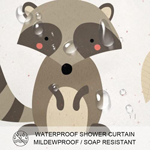 Rideau de douche imperméable lavable motif animaux de la forêt 152 x 183 cm