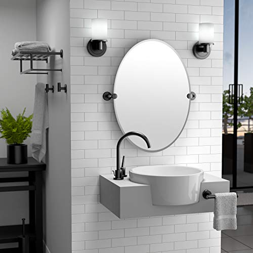 Image of Gatco 4249MXLG Latitude II Large Oval Mirror Matte Black, 32 H x 28.5 W