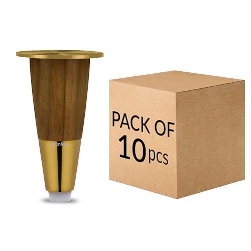 Image of Plantex Heavy Duty Stainless Steel 4 inch Sofa Leg /Bed Furniture Leg Pair for Home /Furniture Sofa Legs for Table /Support Legs /Furniture Leg (Gold) Set of 10 Pcs