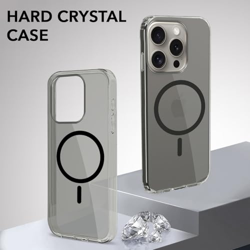 Image of Jkobi Lifetime Anti-Yellow MagSafe Compatible Clear Back Cover Case for Apple iPhone 15 Pro (Sleek Hard Crystal | Shockproof and Camera Protection)