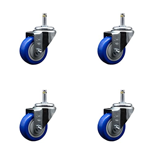 Polyurethane Swivel Grip Ring Stem Caster Set of 4 w/3