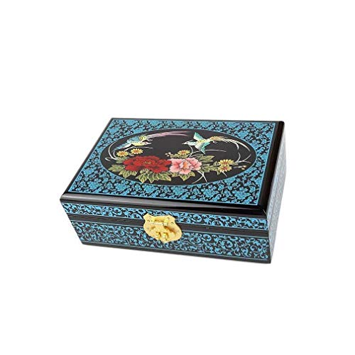 lachineuse – Caja de Joyas para pájaros de Primavera – Caja de Almacenamiento de Joyas y Secretos de Madera lacada – Decoración asiática – Caja de Regalo para Mujer – Objeto Decorativo – Idea de