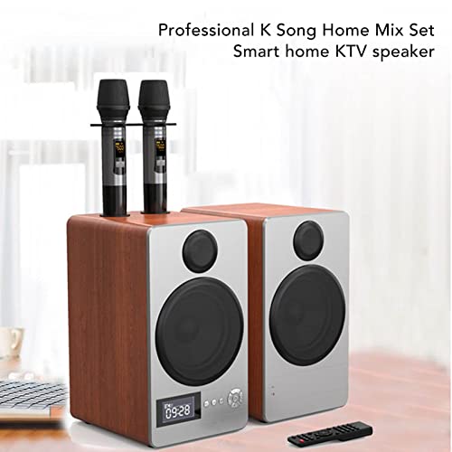 Kuidamos Speaker System Subwoofer Heavy Bass High Power Karaoke Machine With Wireless Microphones Us Plug 360 Degree 3D Surround Sound 2.0 Remote Control For Outdoor Party (Wood Grain Speakers) #TOP3