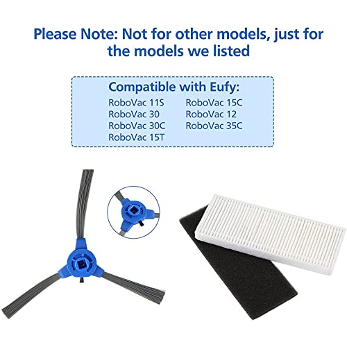 19 Pack Robovac Replacement Kit For Eufy Robovac 11S, Robovac 15T, Robovac 30, Robovac 30C, Robovac 15C, Robovac 12, Robovac 25C, 35C Accessory Replacement Parts (10 Filters + 8 Side Brushes + 1 Rolling Brush) #TOP1