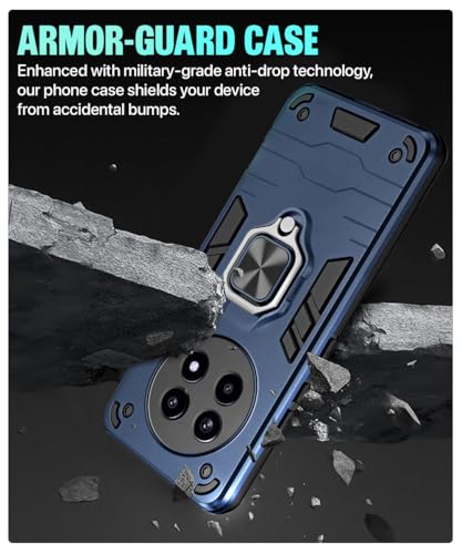 Image of WOW IMAGINE Shock Proof Back Case Mobile Cover for Realme 13 Pro 5G | Realme 13 Pro Plus 5G | Back Cover Case (Tough Armor | Hybrid PC + TPU | Ring Holder & in-Built Kickstand | Blue)