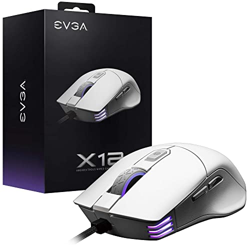 Image of (Refurbished) EVGA X12 Gaming Mouse, 8k, Wired, White, Customizable, Dual Sensor, 16,000 DPI, 5 Profiles, 8 Buttons, Ambidextrous Light Weight, RGB, 905-W1-12WH-KR