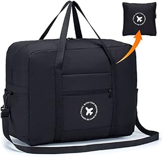 BAGZY Cabin Bag 45x36x20 for easyJet Underseat Cabin Bag, Large Foldable Duffel Bag Nylon Holdall Hand Luggage Case Carry on Luggage Flight Bag Baggage Organiser Storage 40L (Black)