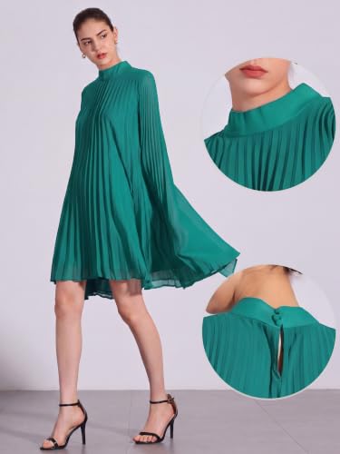 Image of Allegra K Women Chiffon Pleated Flowy Cloak Sleeve Cape Knee Length Dress