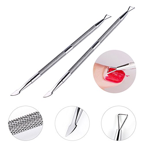 Nail Cuticle Pusher - 2 Pack Stainless Triangle Gel Nail Polish Remover Cuticle Peeler Scraper Remover Tool For Fingernails And Toenails #TOP2