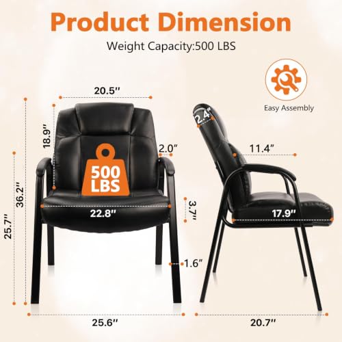 Image of CLATINA Heavy Duty Guest Chair with Padded Armrests, Executive Leather Soft Reception Chair 400lbs Capacity for Office Conference Waiting Meeting Room, Black (6 Pack)