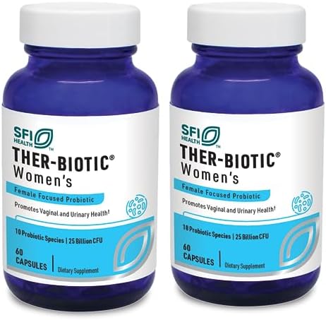 Klaire Labs SFI Health Ther-Biotic Women’s – Vaginal Probiotics for Women – Support Healthy Acidic Vaginal pH Balance & Comfort – 25b CFU Lactobacillus & Bifidobacterium (60 Capsules, 2 Pack)