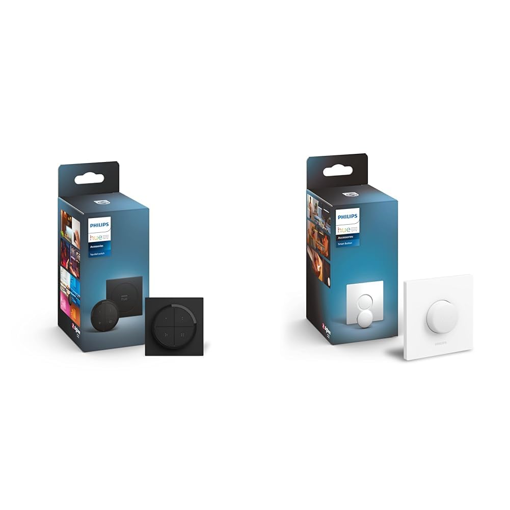 Philips Hue Philips Hue Tap Dial Switch [Black] Easy Smart Lighting Control. Indoor Home Lighting Automation & Smart Button Smart Lighting Accessory. Wireless Control of Home Lights, Livingroom
