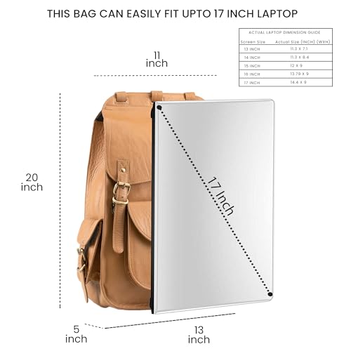 Handmade World Vintage Full Grain 20 Inch Leather Laptop Backpack Casual Bookbag Daypack Camping Travel Rucksack Knapsack2