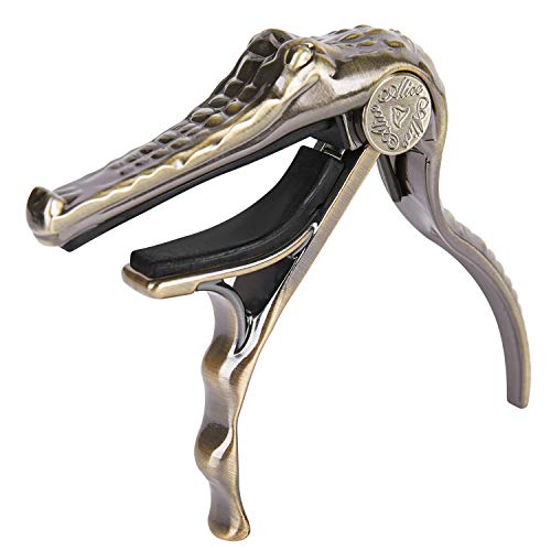 Alice Guitar Capo for Acoustic & Classical Electric Guitars - Aluminum Alloy Bronze Color, No Buzz, Eletric Folk Guitar Capo with Unique Alligator Shape (A007G/BR) by Alice - Image 9