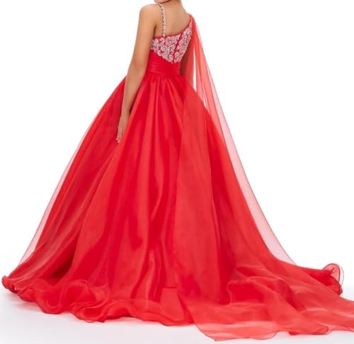 One Shoulder Girls Pageant Dress Princess Birthday Party Dress Formal Party Ball Gowns PT1103