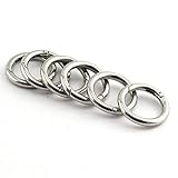 JCBIZ 6pcs 35mm Round Spring Snap Hooks Clip DIY Accessories for Handbag Purse Shoulder Strap Key Chains Buckle Zinc Alloy Circle Round Metal Spring Key Ring Silver