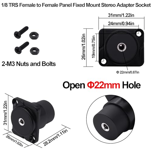 Adaptador de auriculares estéreo 3.5mm TRS montaje en panel miniatura 6