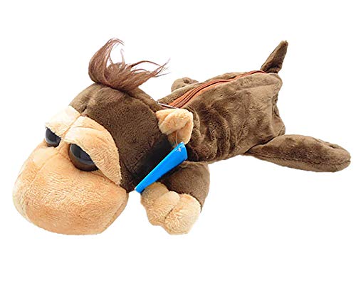 Preisvergleich Produktbild Flauschiges Schreibmäppchen Federmappe Stiftetasche Niedliche Tiermotive Griffelmappe Stifterolle in Form eines süßen Äffchens (Braun)