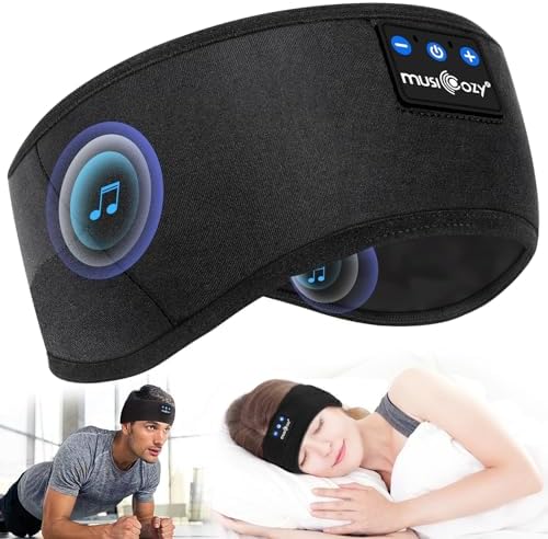 WU-MINGLU opaska na głowę Bluetooth słuchawki do spania, bezprzewodowe muzyka sport opaski na głowę słuchawki do spania dla mężczyzn, kobiet z cienką i fajną tkaniną i regulowanymi słuchawkami